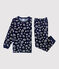 Boys' Star Print Velour Pyjamas SMOKING blue/MARSHMALLOW white
